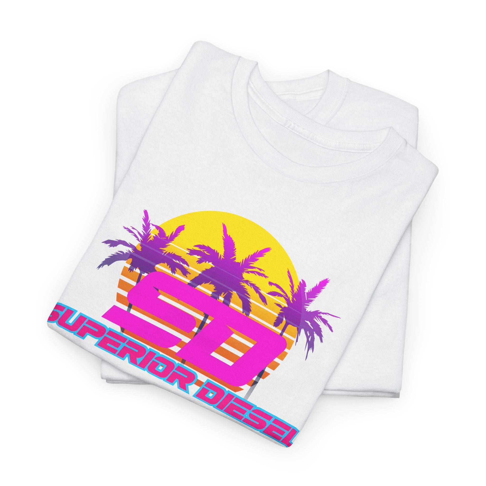 Retro Palm Sunset Tee — "Superior Diesel" Vaporwave Graphic T-Shirt