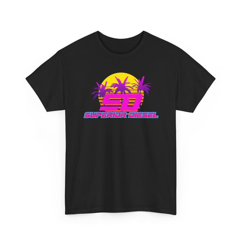 Retro Palm Sunset Tee — "Superior Diesel" Vaporwave Graphic T-Shirt