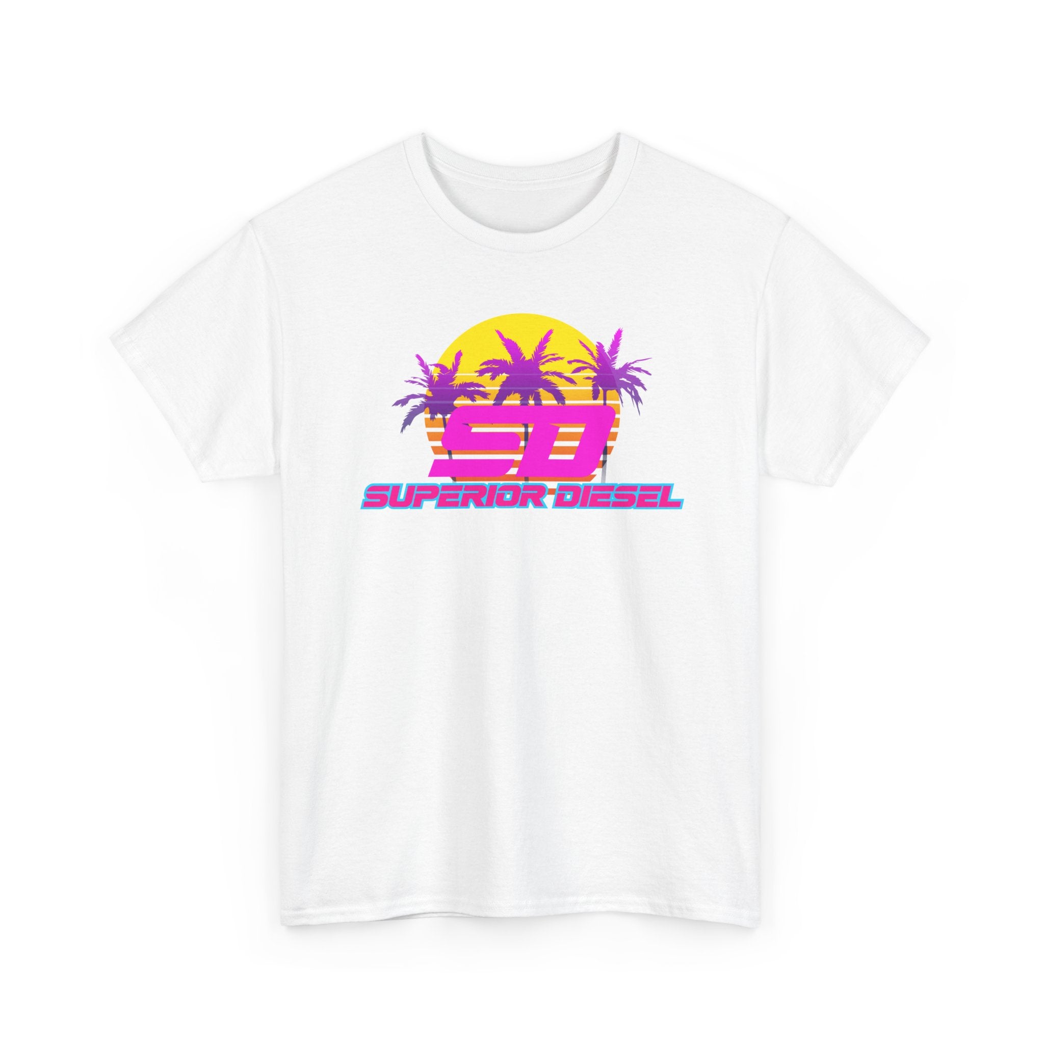 Retro Palm Sunset Tee — "Superior Diesel" Vaporwave Graphic T-Shirt