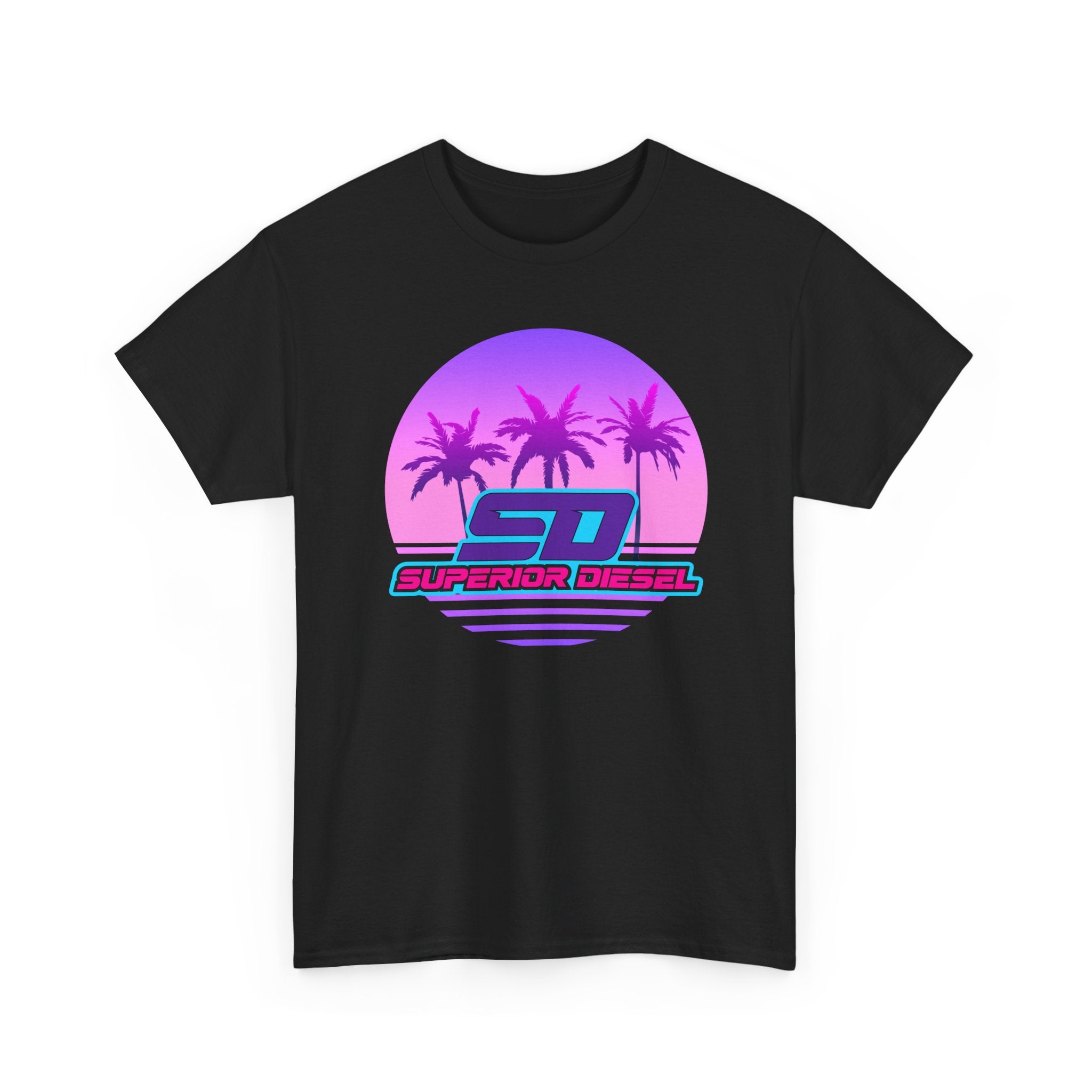 Retro Palm Sunset T‑Shirt — “Superior Diesel” Vaporwave Tee