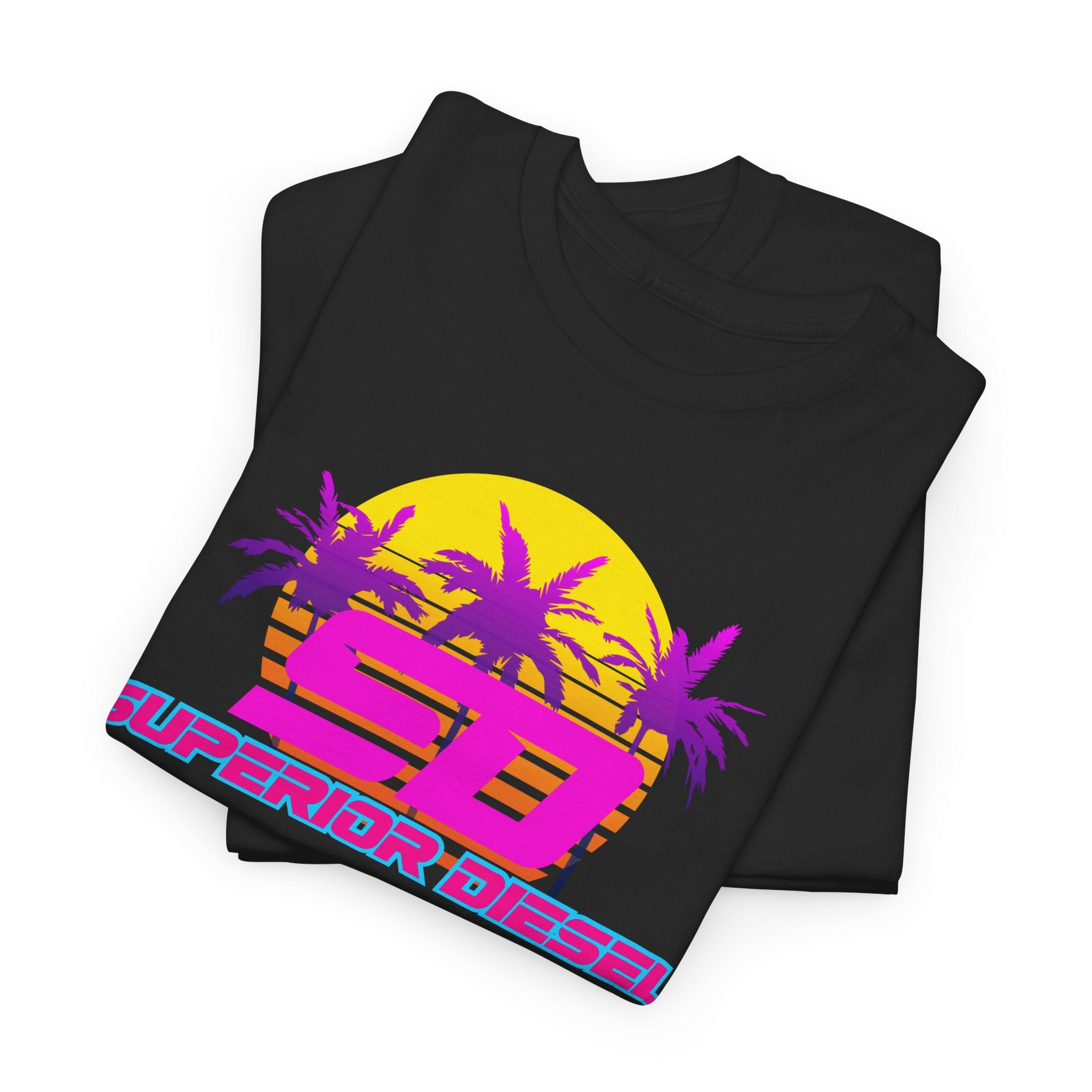 Retro Palm Sunset Tee — "Superior Diesel" Vaporwave Graphic T-Shirt