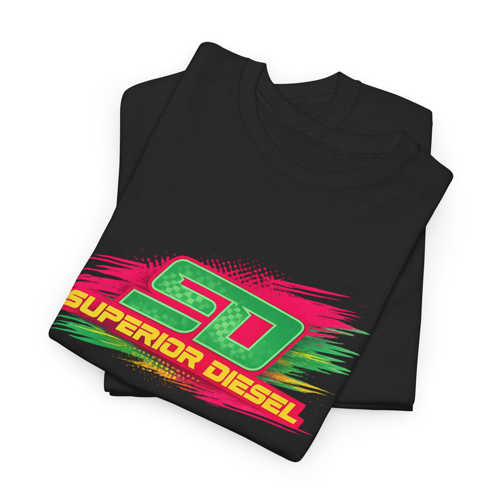 Superior Diesel 'SD' Retro Racing Tee - Neon Speed Graphic T-Shirt