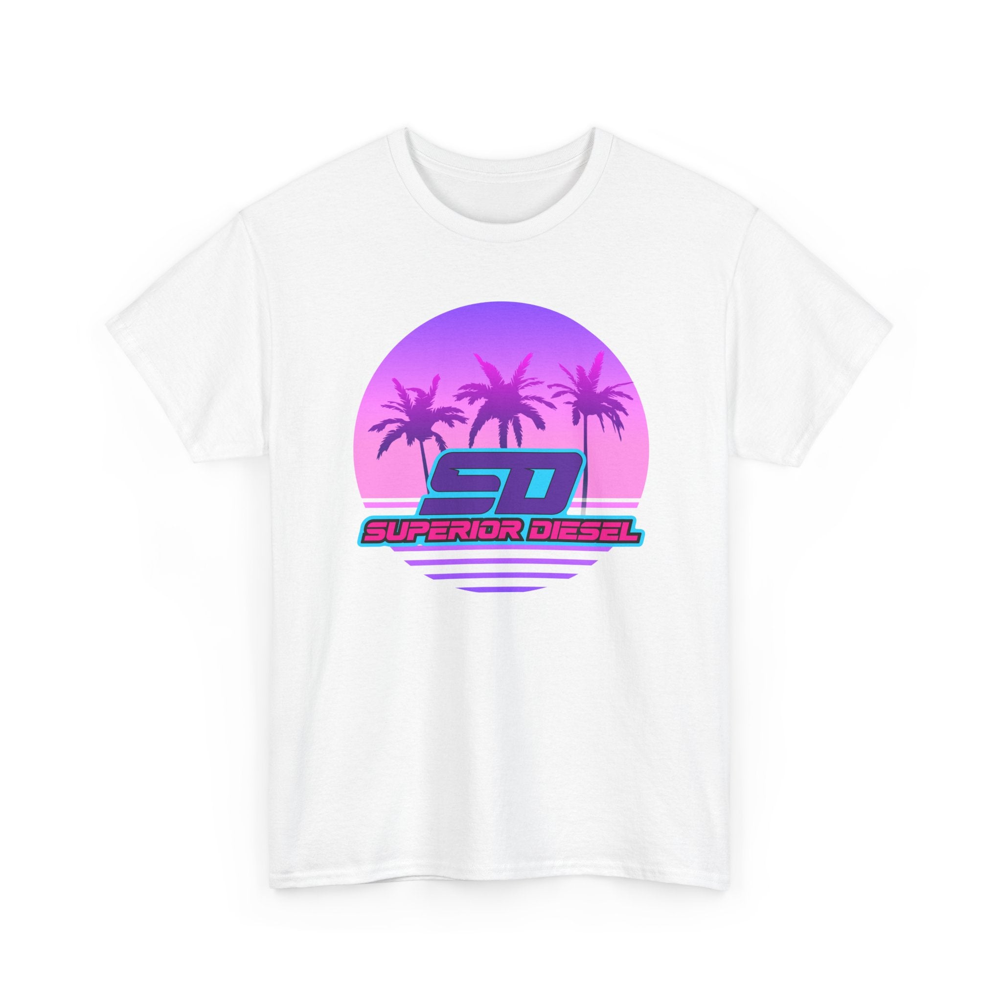 Retro Palm Sunset T‑Shirt — “Superior Diesel” Vaporwave Tee